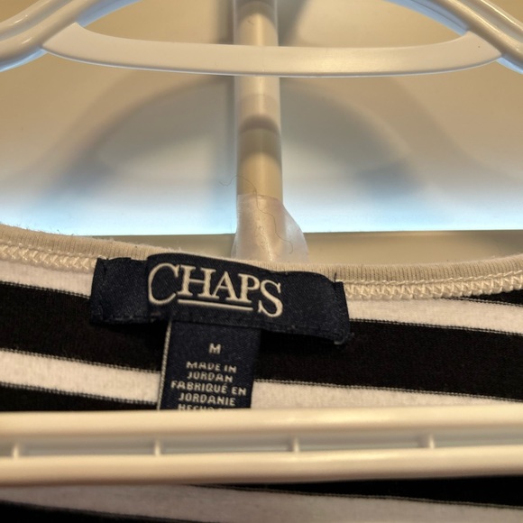 White and navy blue striped, loop ring design on shoulders, - Picture 2 of 3